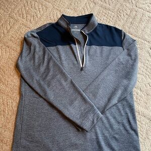 Adidas Men's Gray and Black Quarter-Zip Shirt